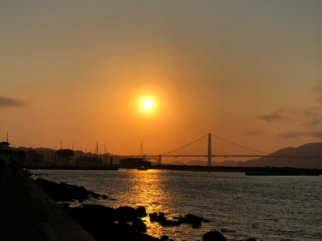 Sunset in SF and Golden Gate Bridge