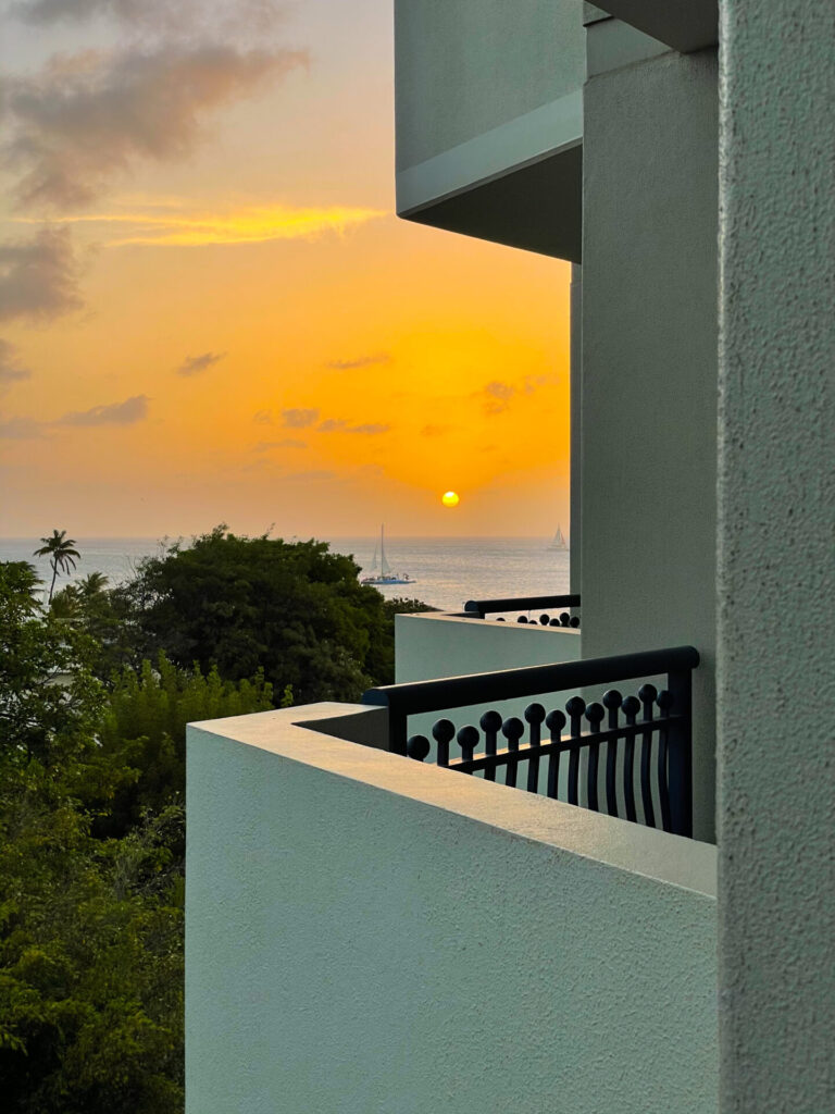 Hilton Aruba ocean view room, Hilton Aruba sunset